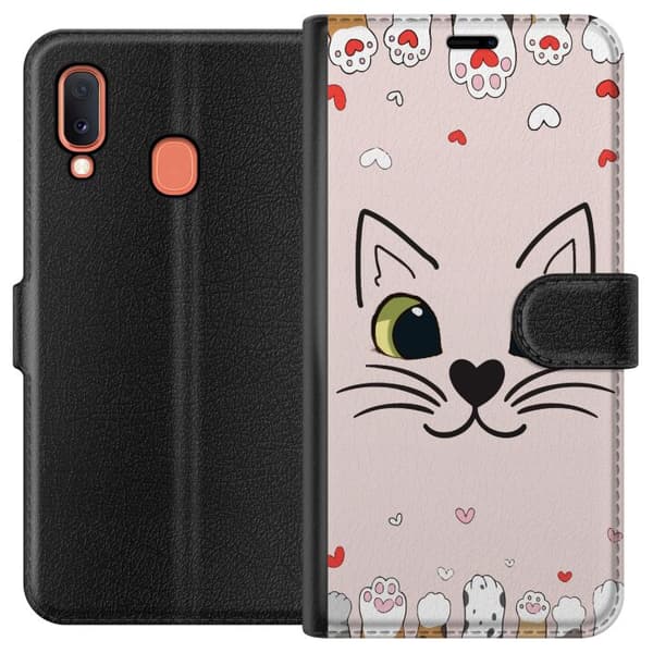 Kompatibelt Lommeboketui til Samsung Galaxy A20e Mjooo Katt