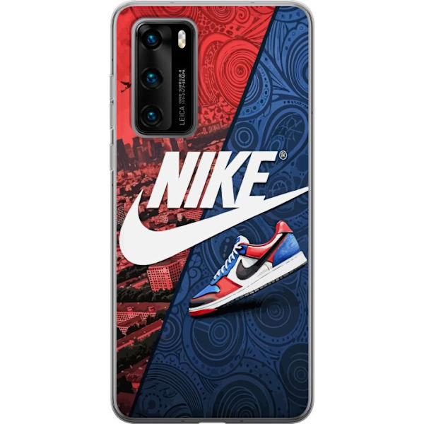 Huawei P40 Genomskinligt Skal Nike Logotyp Röd Blå Sneaker Stil Sport Fashion Populärt Swoosh Motiv Träningskläder Grafisk Ikon