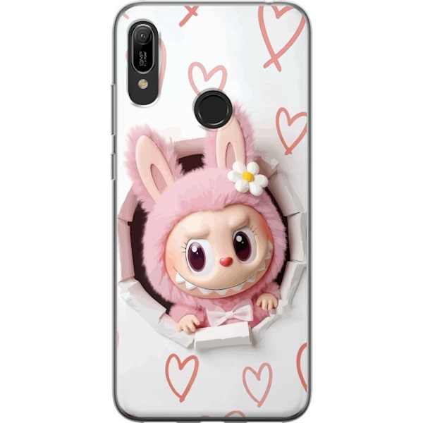 Huawei Y6 (2019) Läpinäkyvä kuori Labubu Sydän Taustakuva Pop Mart Rakkausteema Hahmodesign Suosittu Motiivi Keräilytaideteossarja