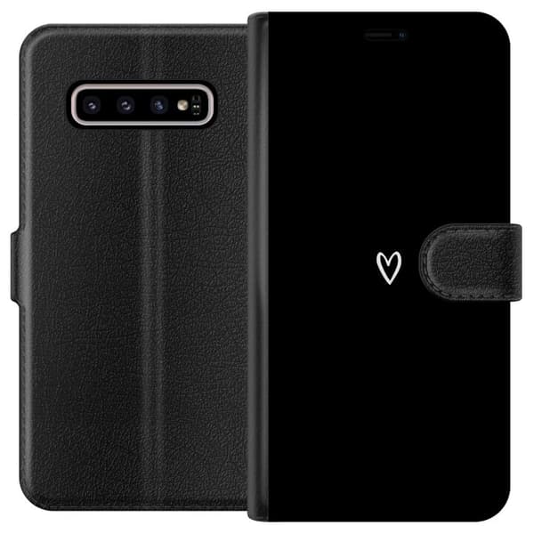 Kompatibelt Lommeboketui til Samsung Galaxy S10+ Svart Hjerte