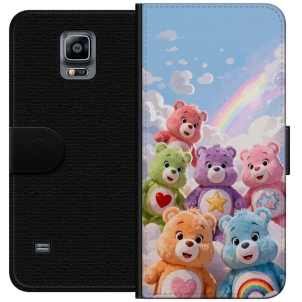 Kompatibel Tegnebogsetui til Samsung Galaxy Note 4 Søde farverige bamser med hjerter, stjerne og regnbue blandt bløde skyer blå