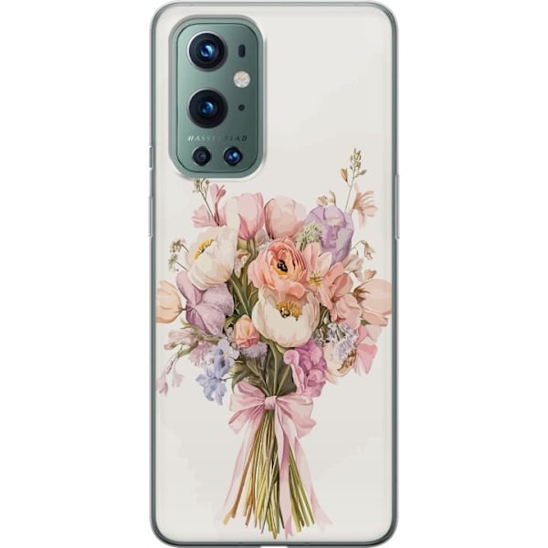OnePlus 9 Pro Genomskinligt Skal Mobilskal med färgglad blombukett i romantisk stil
