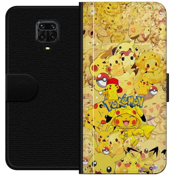 Kompatibel Tegnebogsetui til Xiaomi Redmi Note 9S Sød Pikachu-collage med Pokémon-tema i bløde gule nuancer gul