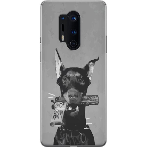 OnePlus 8 Pro Läpinäkyvä kuori Harmaa Koira Graafinen Suunnittelu Kovan Eläinaiheen Katutaide Urbaani Trendi Koiran Ystävä Tyyli Suosittu Aihe