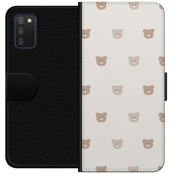 Samsung Galaxy A03s Tegnebogsetui Teddybaggrund - søde teddybjørne mod en blød baggrund