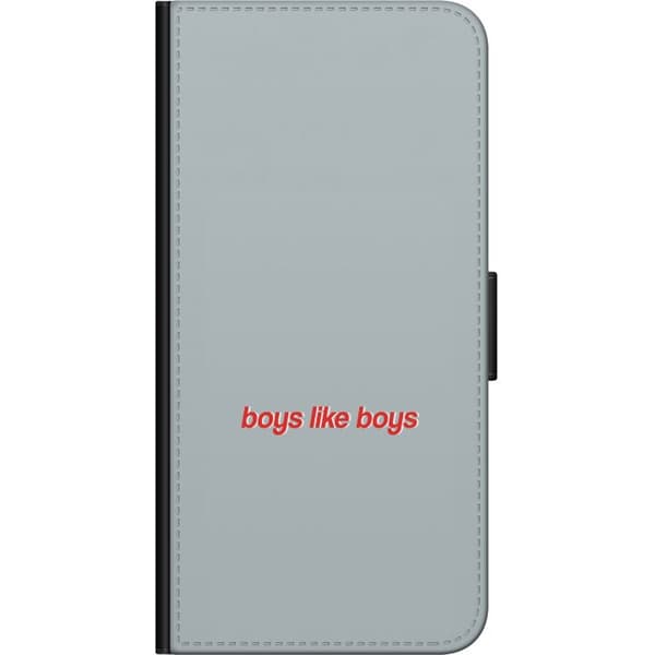Kompatibel Tegnebogsetui til Nokia 2.4 Boys Like Boys text grå