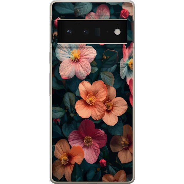 Google Pixel 6 Pro Genomskinligt Skal Blommor