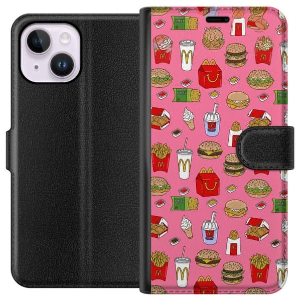 Kompatibelt Lommeboketui til Apple iPhone 15 Plus Fastfood rosa