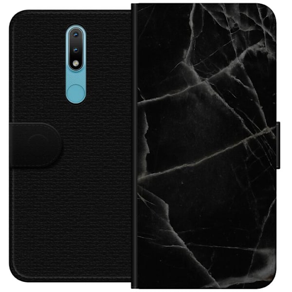 Nokia 2.4 Tegnebogsetui Sort marmor