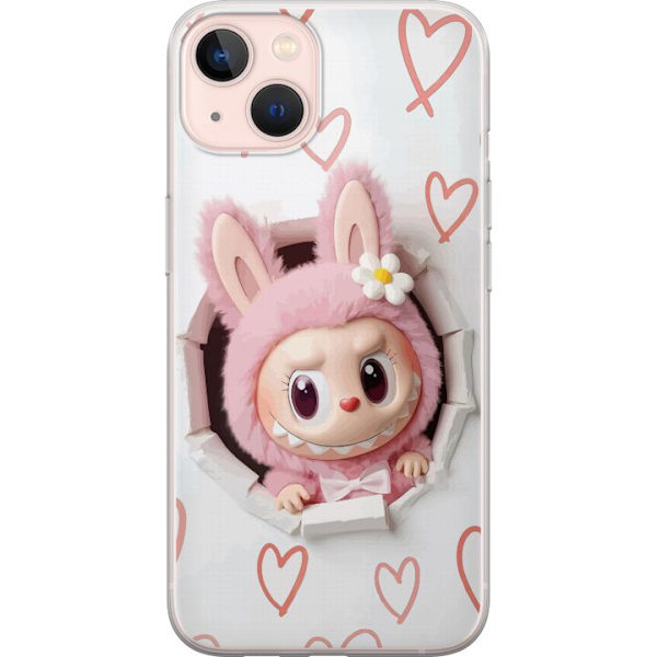 Apple iPhone 13 mini Läpinäkyvä kuori Labubu Sydän Taustakuva Pop Mart Rakkausteema Hahmodesign Suosittu Motiivi Keräilytaideteossarja