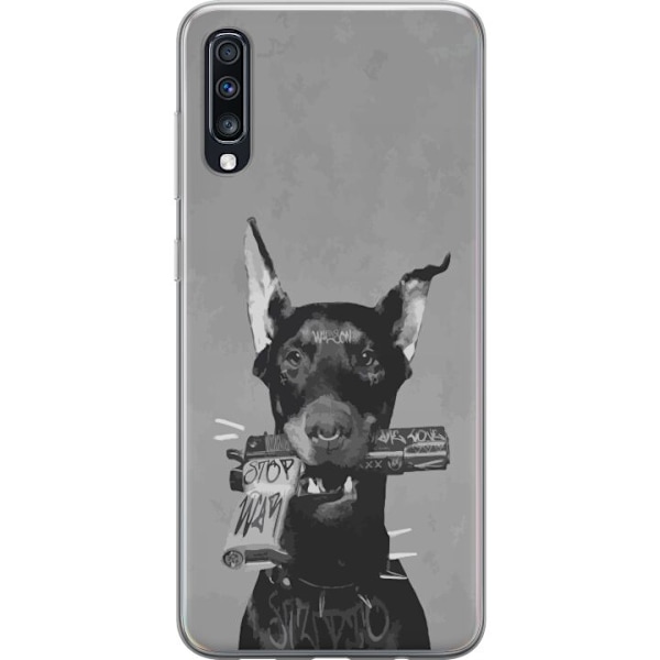 Samsung Galaxy A70 Gennemsigtig cover Grå Hund Grafisk Design Sejt Dyremotiv Gadekunst Urban Trend Hundeejer Stil Populært Motiv