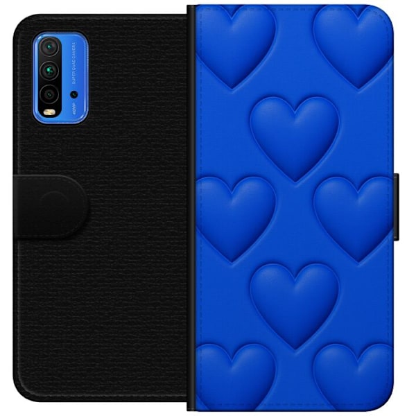 Xiaomi Redmi Note 9 4G Tegnebogsetui Blå Hjerter
