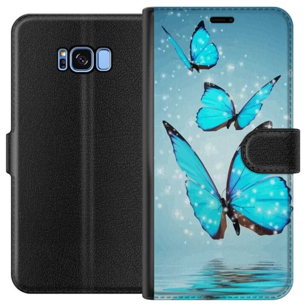 Kompatibelt Plånboksfodral till Samsung Galaxy S8 Glittrande Fjärilar