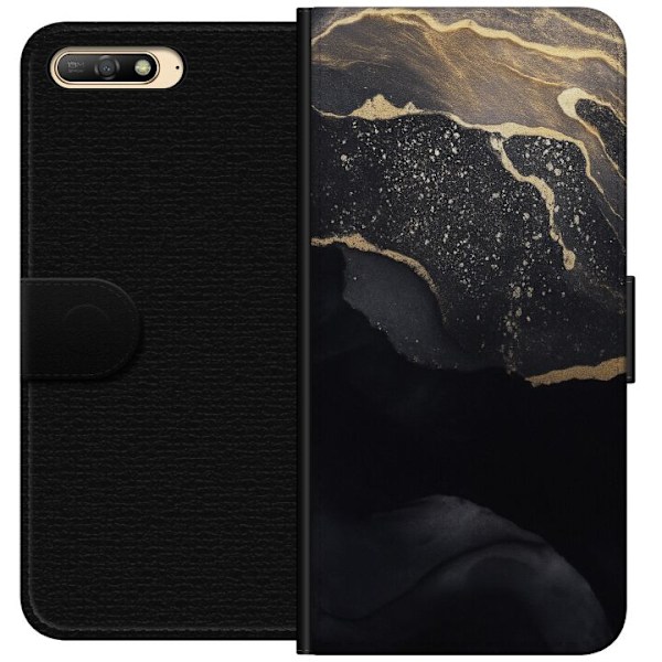 Huawei Y6 (2018) Lommeboketui Svart gull abstrakt