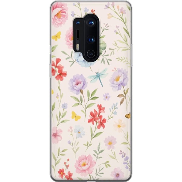 OnePlus 8 Pro Läpinäkyvä kuori Kukat