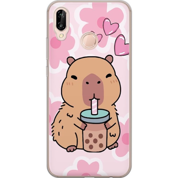 Huawei P20 lite Gennemsigtig cover Kawaii Capybara Hjerte Anim