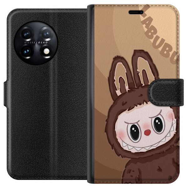 OnePlus 11R Tegnebogsetui Labubu Skyde Sød - Hvid og Blå Design med Sød Stil