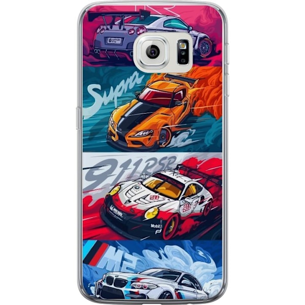 Samsung Galaxy S6 edge Läpinäkyvä kuori Nopeat Autot - Piirretty Kuvio Toiminnalla