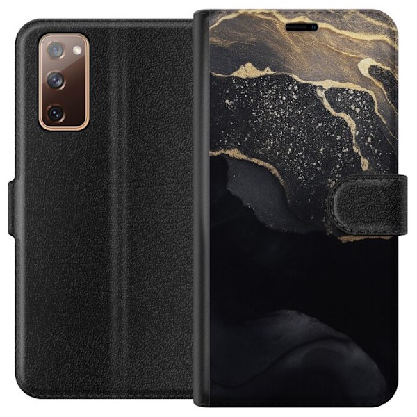Samsung Galaxy S20 FE Tegnebogsetui Sort guld abstrakt