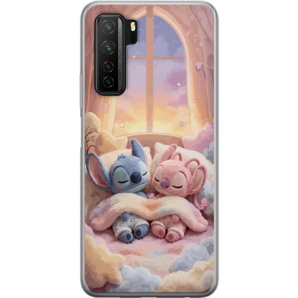 Kompatibelt Mobilskal till Huawei  P40 lite 5G Sovande blå och rosa figurer rosa