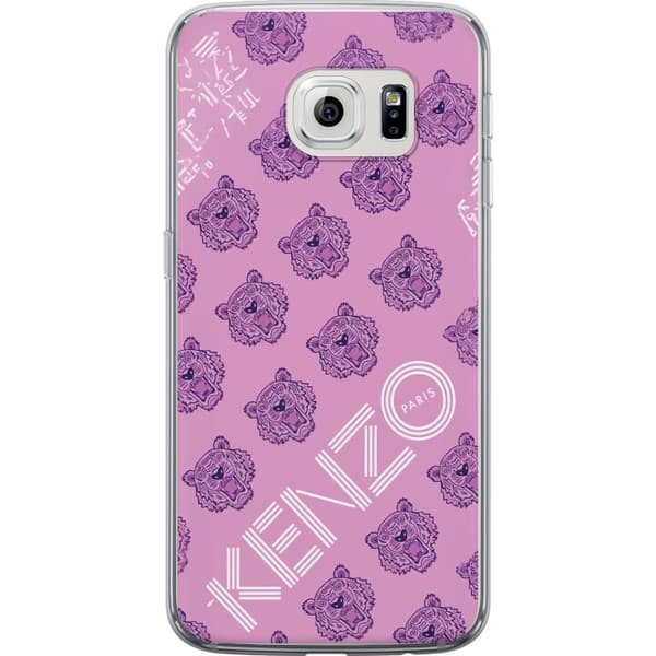 Kompatibelt Mobildeksel til Samsung Galaxy S6 edge Roseinspirert tigermønster med logo og Paris tekst rosa