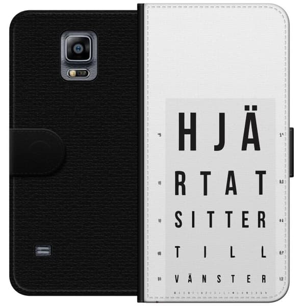 Kompatibelt Lommeboketui til Samsung Galaxy Note 4 Hjärntest höger vänster hvit
