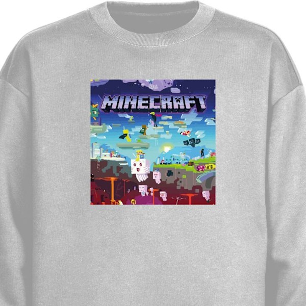 Sweatshirt til Voksne | Klassisk Collegebluse Minecraft grå S