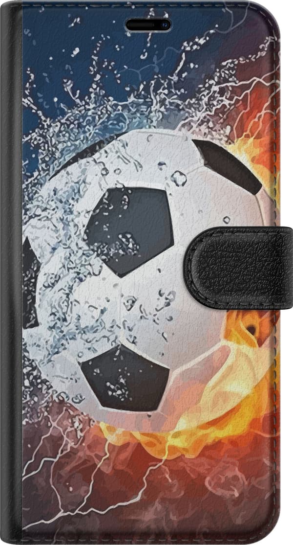 Kompatibel Tegnebogsetui til Xiaomi Redmi 14C Fodbold Ild