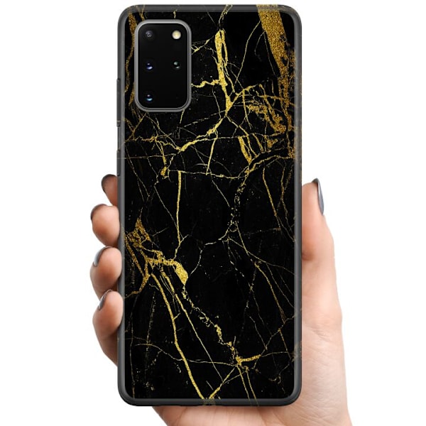 Samsung Galaxy S20+ TPU Mobilcover Marmor Sort & Guld