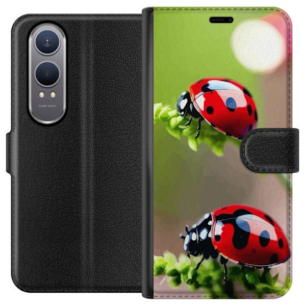 OnePlus Nord CE4 Lite Lompakkokotelo Leppäkerttu Hyönteinen Onni Symboli Luontoaihe Suosittu Graafinen Motiivi Koristelu Kesäkiertue