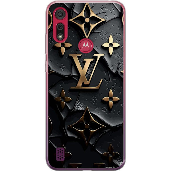 Motorola Moto E6s (2020) Genomskinligt Skal Louis Vuitton Dark Mode Design Svart Lyx Stil Fashion Populärt Grafiskt Mönster Modeikon Lyxmärke