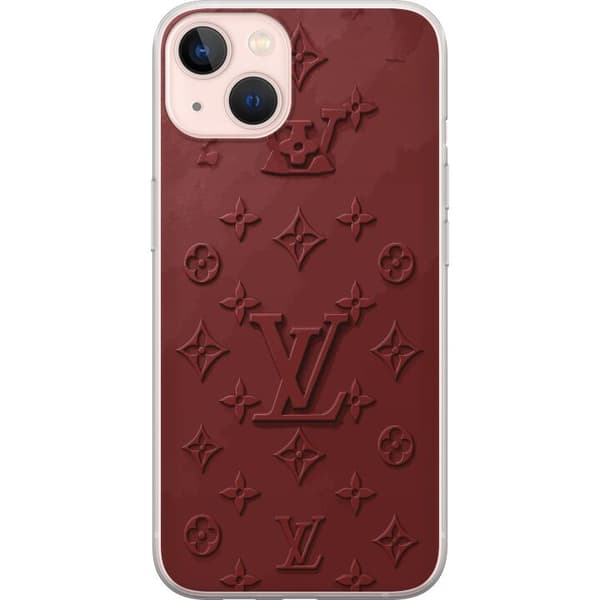 Kompatibelt Mobildeksel til Apple iPhone 13 mini Luksuriøst Louis Vuitton-inspirert monogram i mørkerøde toner rød