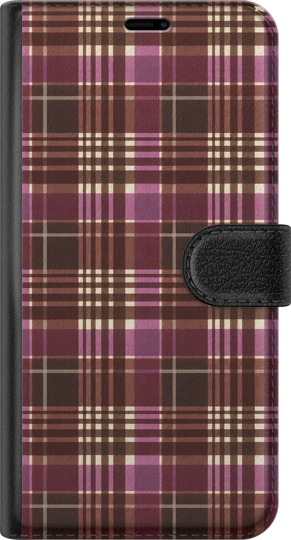 Kompatibel Tegnebogsetui til Apple iPhone SE (2020) Vinrød tartan rød