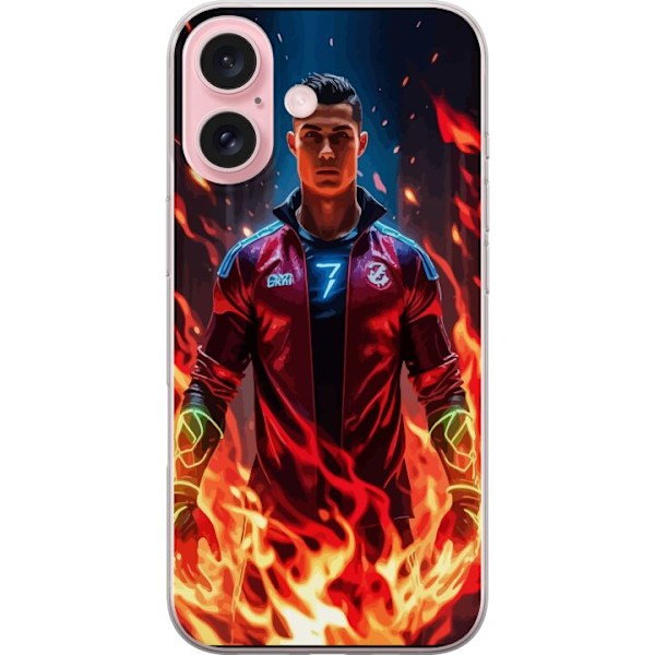 Apple iPhone 16 Gennemsigtig cover Ronaldo Inferno - fodboldhelt i flammer