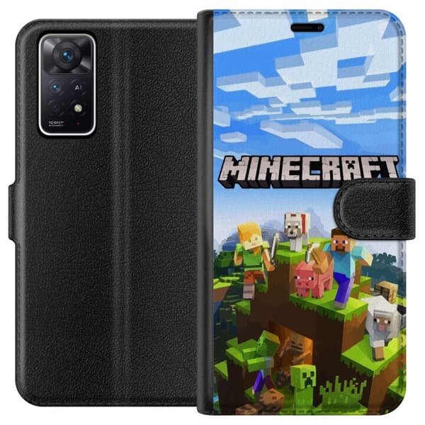 Kompatibelt Plånboksfodral till Xiaomi Redmi Note 11 Pro 5G Minecraft Creeper block pixel retro gaming