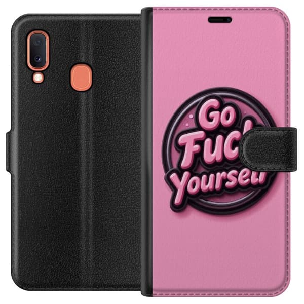 Kompatibelt Lommeboketui til Samsung Galaxy A20e Rosa 3D textposter