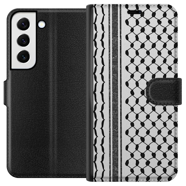 Samsung Galaxy S22+ 5G Lompakkokotelo Palestiinalainen kuvio - perinteiseen tyyliin inspiroima keffiyeh-kangas