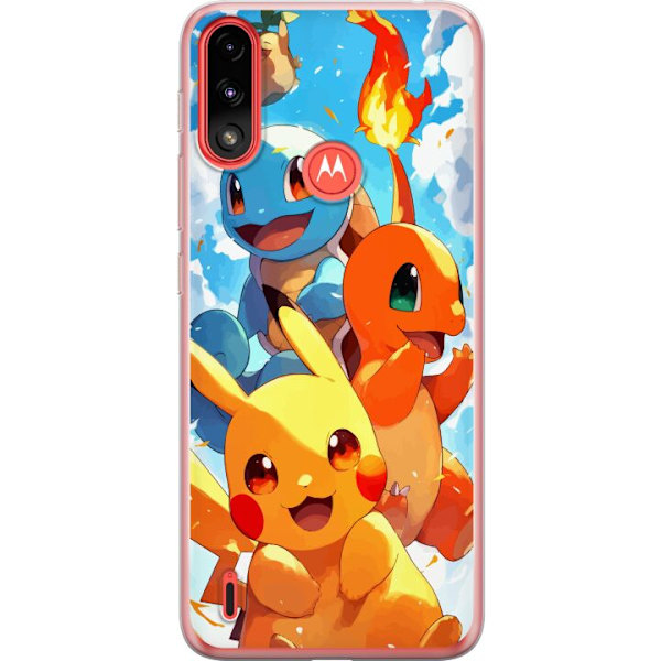 Motorola Moto E7 Power Läpinäkyvä kuori Pocket Creatures - innoittanut Pokémonista mainitsematta nimeä