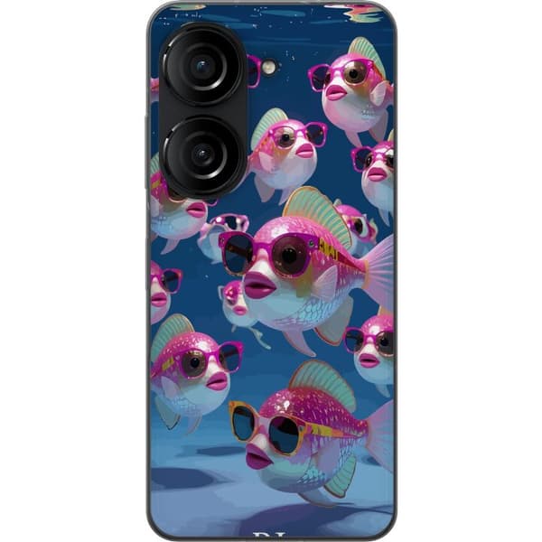 Kompatibelt Mobildeksel til Asus Zenfone 10 Fiskar med solglasögon blå