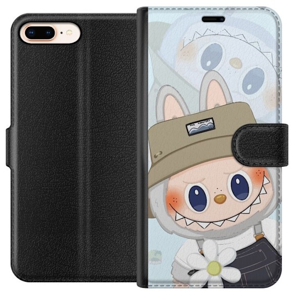 Apple iPhone 8 Plus Tegnebogsetui Labubu med hat - Pop Mart figur Mr. Butcher i retro-stil med karakter