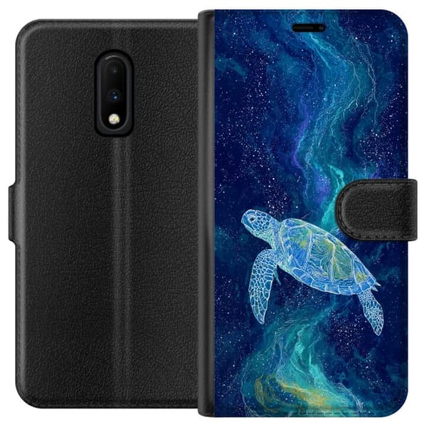 Kompatibel Tegnebogsetui til OnePlus 7 Havssköldpadda i stjärnhimmel blå
