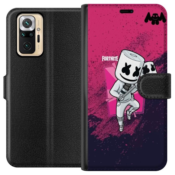 Xiaomi Redmi Note 10 Pro Plånboksfodral Marshmello Fortnite Skin Emote Gaming DJ Karaktär Populärt Motiv Barn Ungdom Trend
