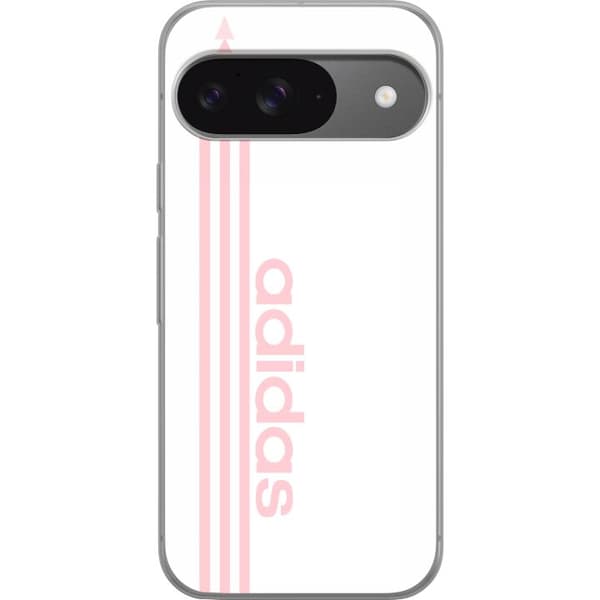Kompatibelt Mobildeksel til Google Pixel 9 Pro Rosa minimalistisk typografisk design med vertikale striper og tekst på hvit bakgrunn hvit