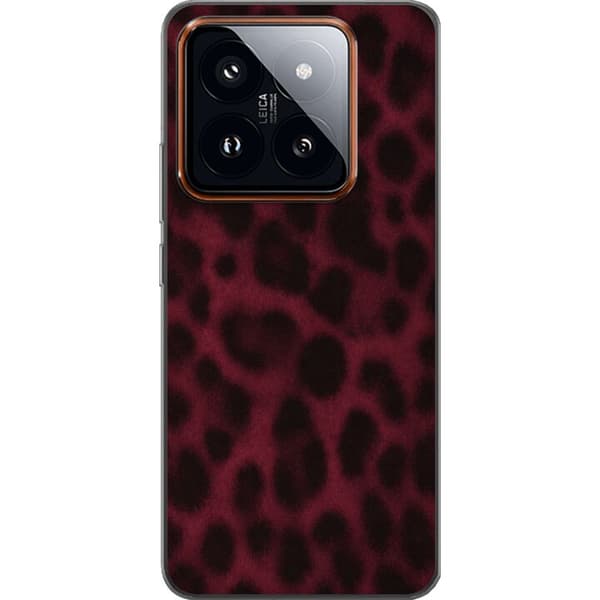 Kompatibelt Mobilskal till Xiaomi 14 Pro Vinröd leopard röd