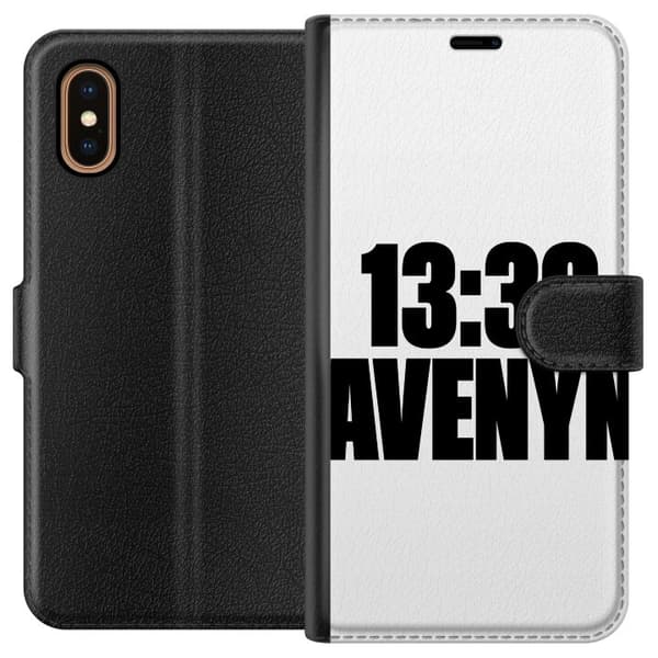 Kompatibel Tegnebogsetui til Apple iPhone XS Max 13:30 Avenyn hvid typografi på sort baggrund med grafisk tekstdesign sort