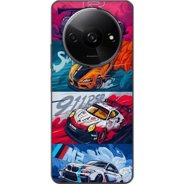 Xiaomi Redmi A3 Läpinäkyvä kuori Nopeat Autot - Piirretty Kuvio Toiminnalla