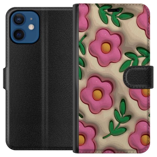 Kompatibel Tegnebogsetui til Apple iPhone 12 mini Boblende Blomster