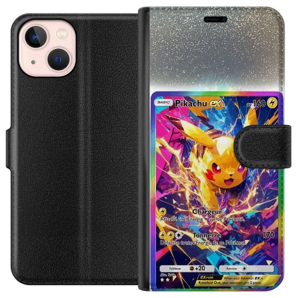 Kompatibel Tegnebogsetui til Apple iPhone 13 mini Pikachu gul