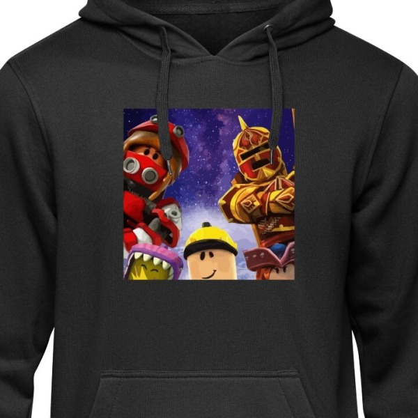 Barn-Hoodie | Mjuk Huvtröja för Barn Roblox svart 9-11 År