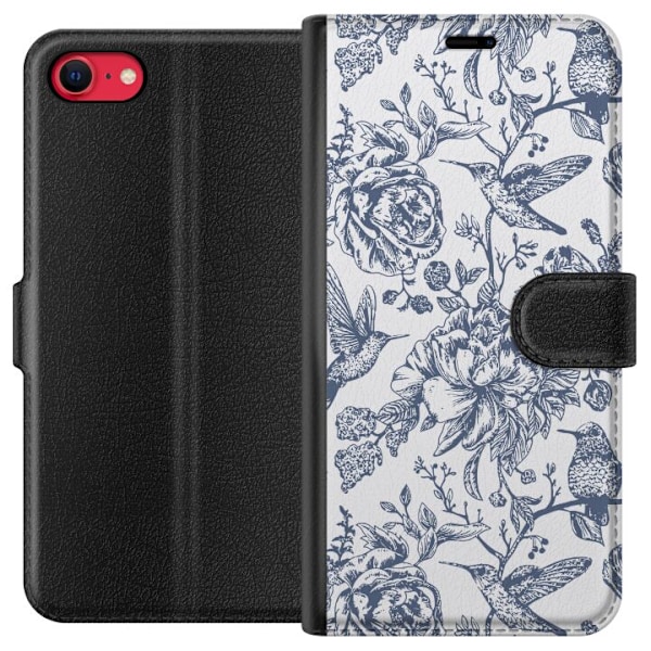Apple iPhone 8 Tegnebogsetui Blomster & Fugle - Romantisk Vint
